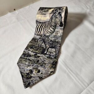 Endangered Species Zebras Mens‎ Silk Dress Tie 57x4 Inches